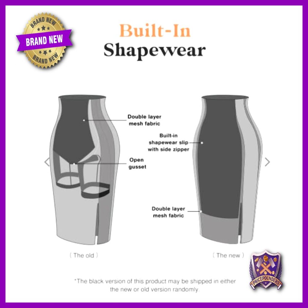 Faux Leather Midi Skirt with Built-in Shapewear Tummy Control High Waist - Picture 3 of 7